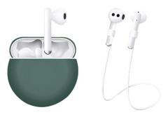 Huawei Freebuds 3 silikonskydd med nackrem - Svartaktig Grön