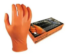 Engångshandskar av nitril M-Safe Grippaz 246OR, 50 st kartong, 0,15 mm tjocka, orange, storlek 9/L