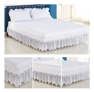 3 Sided Elastic Princess Style Lace Wrapped Drop Bed Skirt Decoration