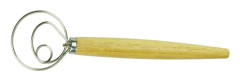 Dansk Dough Whisk Stainless Steel Egg Beater med trähandtag för kök Som visas