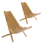 2 trädgårdsfåtöljer i teak - CALERO - Massivt trä - Vit - Natur - 101 x 80 x 63 cm