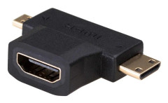 Akyga - HDMI-adapter - HDMI hona till 19 pin mini HDMI Type C, 19 pin micro HDMI Type D hane - svart