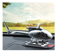 Simulera Silver Color Solar Rotation Helicopter Shape Decoration för Car Ornament