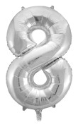 Folieballong 86 cm siffra 8 silver
