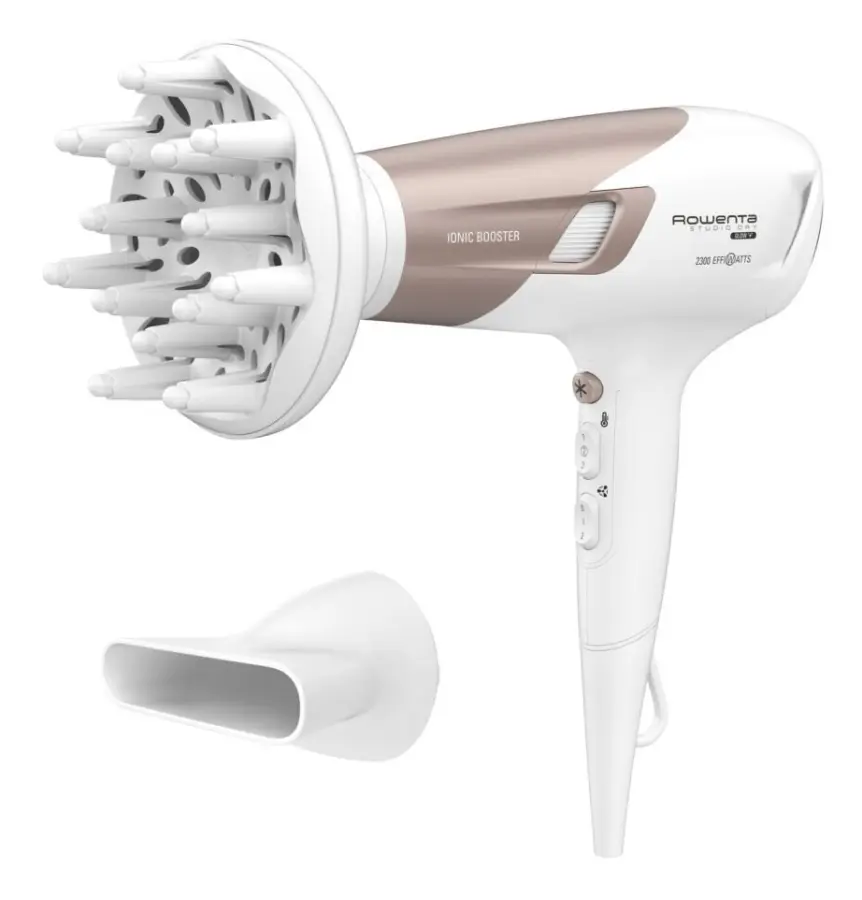 Rowenta Studio Dry Hair Dryer 2100W with Ion Function and Cold Air Button White/Rose Gold