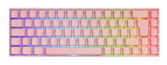 DELTACO GAMING PK95R - Tangentbord - bakgrundsbelyst - trådlös - 2.4 GHz, USB-C, Bluetooth 5.0 - brittisk - tangentbrytare: Kailh Red - rosa