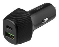 DELTACO USBC-CAR120 - Strömadapter för bil - 36 Watt - 3 A - PD - 2 utdatakontakter (USB, 24 pin USB-C) - svart