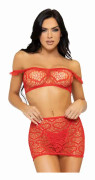 Leg Avenue 3-pcs Top, Mini Skirt & String Red Sexiga underkläder