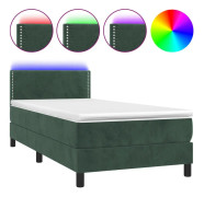 vidaXL Ramsäng med madrass & LED mörkgrön 80x200 cm sammet