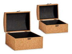 Koffertset Världskarta Brun MDF Kork (2 pcs)