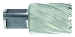 HSS kärnborr Tivoly Ø21X60X30 mm, kort serie, Weldon skaft Ø19 mm. Ljust, obestruket