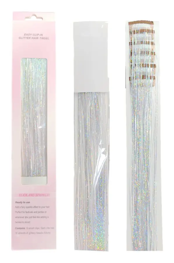 Tinsel Hair 6-pack Clip i hårförlängningar Laser Gold Wire Shiny Peruk bitar