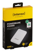 Intenso Powerbank XS5000 - Strömförsörjningsbank - 5000 mAh - 2.1 A - 2 utdatakontakter (USB, 24 pin USB-C) - på kabel: USB-C - vit