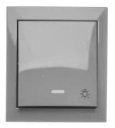 Simon Aquaclick Push button light with illumination, 10 AX, 250 V gray ACS1L/16