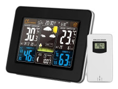 Trådlös väderstation - Färg-LCD, Temp/Fuktighet/Barometer - Digital Bordsklocka