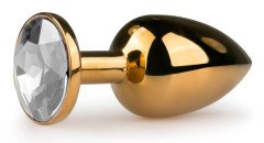 Guld Metall Buttplug - Med Kristall