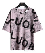 Män löser hälften slöjor skjorta sommar is Silk Bottoming T-shirt Round Neck Pullover Toppar rosa 3XL