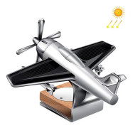 Solar Car Airplane Ornament Solid Aroma Diffuser Car Rotating Decoration Items (Silver)