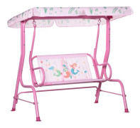 Rootz Barnhängmatta - 2-sits Babygunga med justerbart taktak - Trädgårdsgunga - Metall - Rosa - 110 x 74 x 113 cm