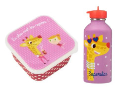 Snackbox + Vattenflaska för barn - Giraff