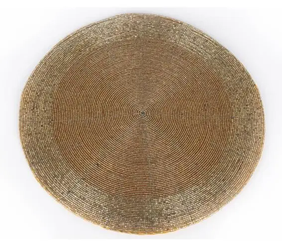 Design bordstablett pärlor Alix - Diam. 30 cm - Guld