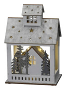 Konstsmide 3278-210 Holz-Figur Hus, Marknad Varmvit LED (RGB) Varmvit Timer, med strömbrytare