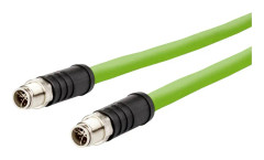 Metz Connect 142M7X11010 M12 Nätverkskabel, patchkabel CAT 6A S/FTP 1 m Grön PUR-jacka, Syrabeständig, Ozonbeständig, UV-beständig, Lämplig för dragk