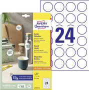 Avery-Zweckform L3415-10 Universaletiketter Ø 40 mm Papper Vit 240 st Permanent Laser, Laser, färg