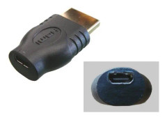 Micro HDMI Female (= HDMI "Typ D") till HDMI Hane (= HDMI "Typ A") adapter