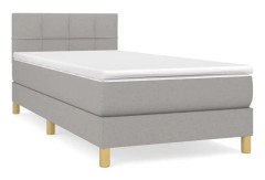 vidaXL kontinentalseng med madras 100x200 cm stof lysegrå - Senge & sengeramme