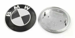 BMW Black Svart/White car Hood Bonnet Hatta Badge Emblem 82mm