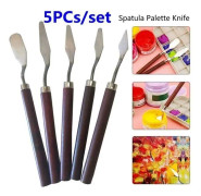 5 st rostfritt stål spatel målning skrapa kit palettkniv Oljemålning färg verktyg 5 st rostfritt stål