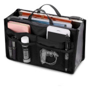 Svart väska Organizer Hand Förvaring Organizer Pouch Kort Rese Makeup
