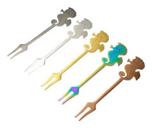5st Set Seahorse Långt handtag gafflar Bestick Kaffe Drickverktyg Kökspryl Kökstillbehör 7430