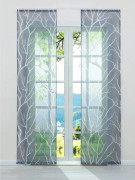 Set med 2 st transparenta invändiga fönstergardinpaneler med slöja grenmönster - grå - L57 x H145 cm