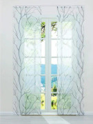 Set med 2 st transparenta invändiga fönstergardinpaneler med slöja grenmönster - vit ask - L57 x H145 cm
