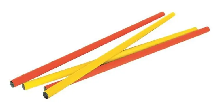 Set med 4 st Megaform barnpinnar - gul/röd - 100 cm