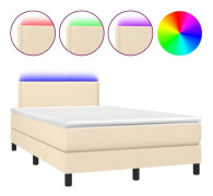 Klädd bas med madrass och LED Cream 120x200 cm Tyg - SALUTUYA - BD25663