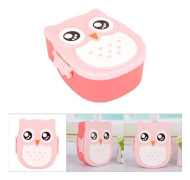 SALALIS 900ML Cartoon Owl Lunchbox Portable - Mat PP Plast - Rosa - 16*14*7cm
