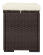 Puff med brun kudde 40x30x40 cm flätat harts - SALALIS - SP0698