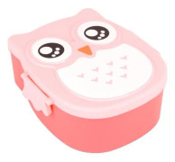 SALUTUYA 900ML Cartoon Owl Lunchbox Portable - Mat PP Plast - Rosa - 16*14*7cm