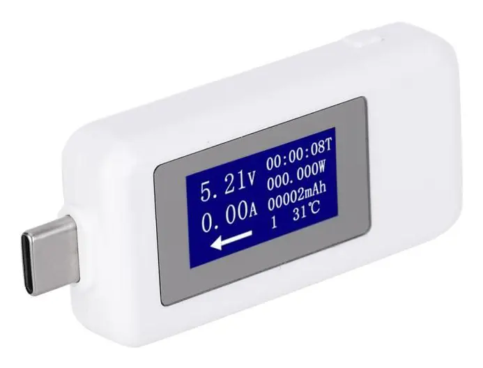 SALUTUYA Typ C Mätare TypC Multifunktionell Tester Dubbelriktad Strömspänning DC Voltmeter Gör-det-själv-test Vit