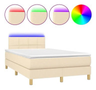 Klädd bas med madrass och LED Cream 120x200 cm Tyg - SALUTUYA - BD37820