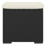 Puff med svart kudde 40x30x40 cm vävt harts - SALUTUYA - BD0319