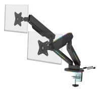 DELTACO Gaming RGB Spring-Assisted Dual Monitor Arm Svart