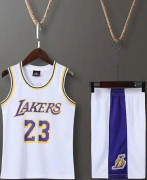 Lakers #23 Lebron James Jersey No.23 Basket Uniform Set Barn / K White 2XS (95-110cm)