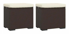 Puffar med kuddar 2 st brun 40x30x40 cm flätad harts-SALALIS-SP0826