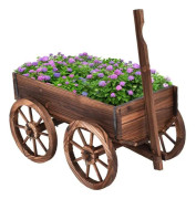 COSTWAY Trädblomma skottkärra hjulplanterare med justerbart handtag och dräneringshål för gård, uteplats