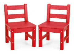 COSTWAY Set med 2 PE Plast Barnstolar - 34 x 33 x 57 cm (L x B x H) Röd