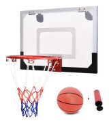 COSTWAY Mini Väggmonterad Basketbåge 45 x 30 CM Hängande inomhus PC för fritid Lek Sovrum Kontor Vit
